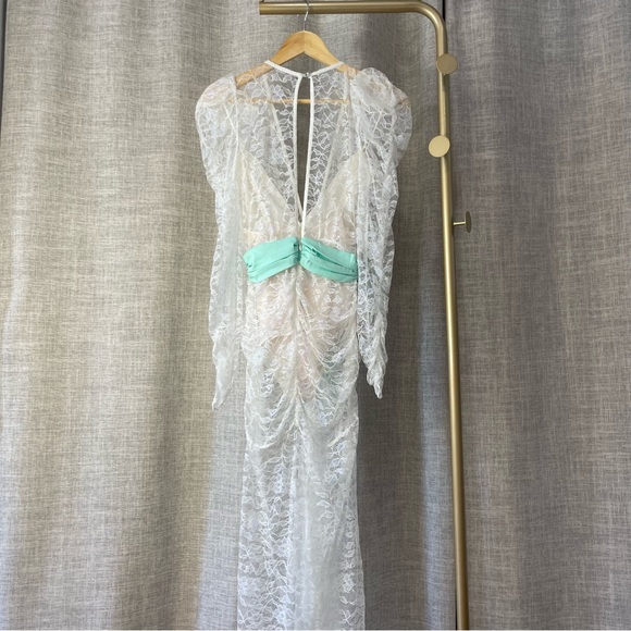 NWT For Love and Lemons Rodin Iridescent Maxi Dress, Blanc - Picture 7 of 8